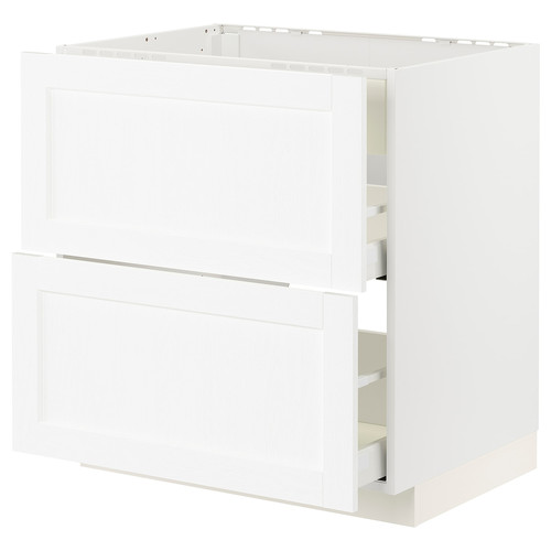 METOD / MAXIMERA Base cab f hob/int extractor w drw, white Enköping/white wood effect, 80x60 cm