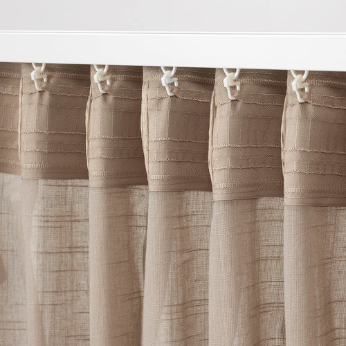 SILVERLÖNN Sheer curtains, 1 pair, beige, 145x300 cm