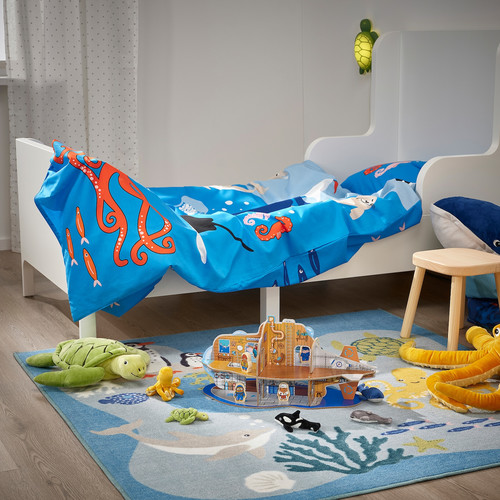 BLÅVINGAD Duvet cover and pillowcase, ocean animals pattern/multicolour, 150x200/50x60 cm