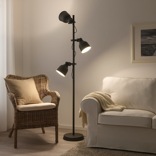 HEKTAR Floor lamp with 3-spot, dark grey