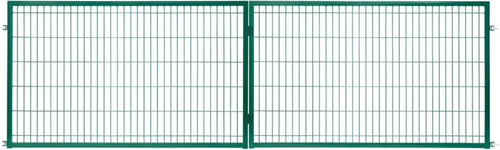 Double Swing Gate Steel 400 x 120 cm / 5 x 20 cm, galvanised, green