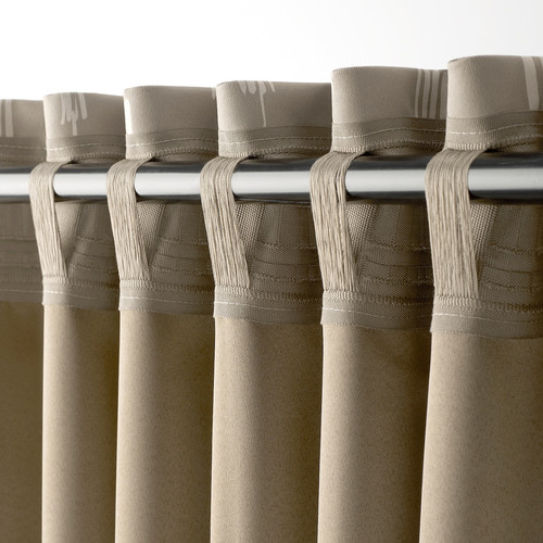 HÄCKBERBERIS Room darkening curtains, 1 pair, beige, 145x300 cm