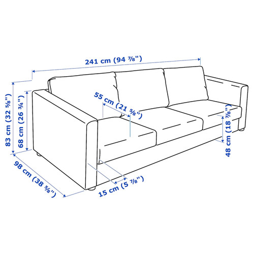 VIMLE 3-seat sofa, Gunnared medium grey