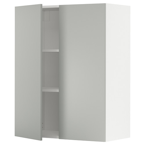 METOD Wall cabinet with shelves/2 doors, white/Havstorp light grey, 80x100 cm