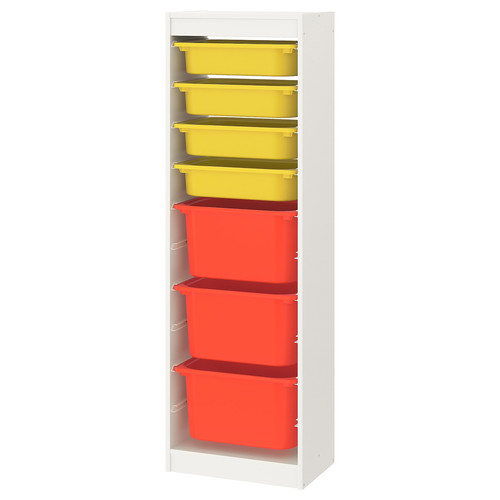 TROFAST Storage combination, white, yellow orange, 46x30x145 cm