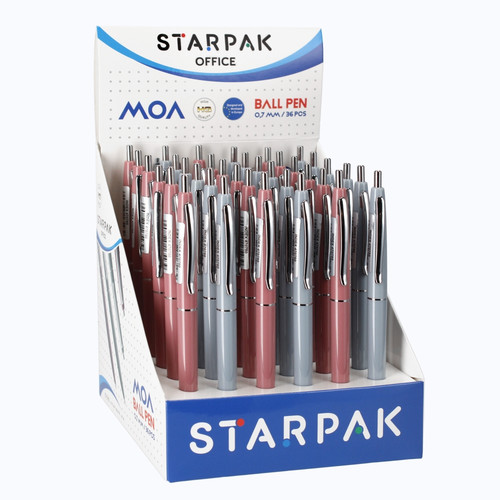 Starpak Ball Pen Moa, grey/powder pink, 36pcs