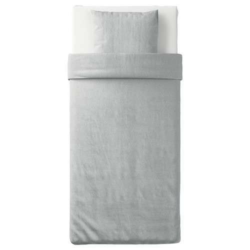 SPJUTVIAL Quilt cover and pillowcase, light grey, mélange, 150x200/50x60 cm