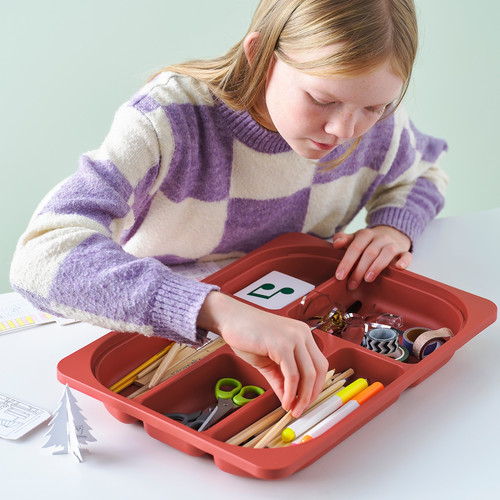 TROFAST Storage tray with compartments, red, 42x30x5 cm