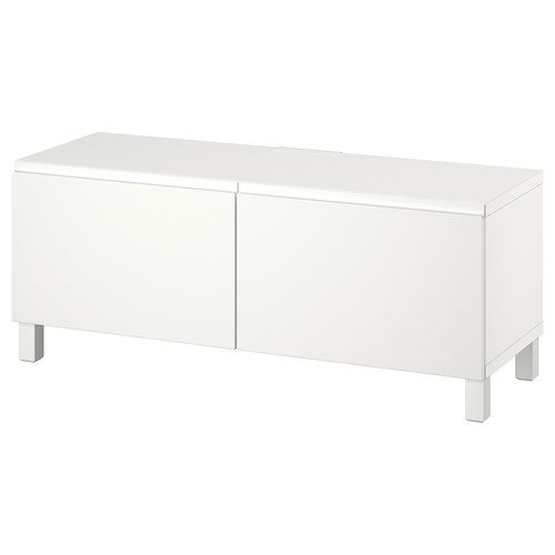 BESTÅ TV bench with doors, white Västerviken/Stubbarp/white, 120x42x48 cm