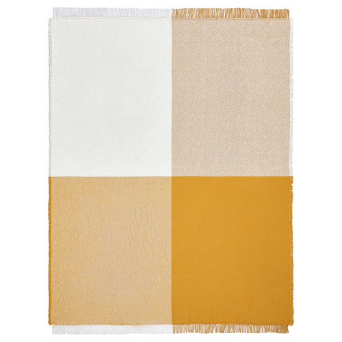 UGGLEFLY Throw, dark yellow/off-white, 130x170 cm