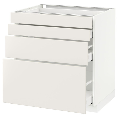 METOD / MAXIMERA Base cab 4 frnts/4 drawers, white/Veddinge white, 80x60 cm