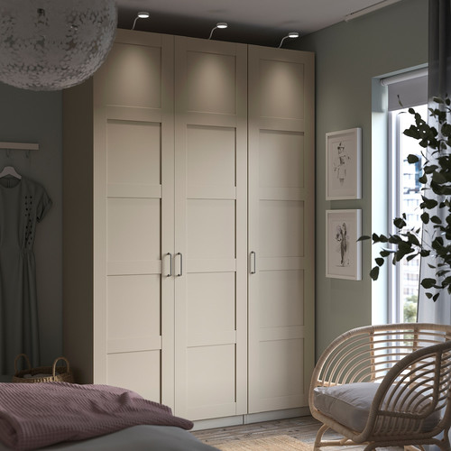 PAX / BERGSBO Wardrobe combination, grey-beige/grey-beige, 150x60x236 cm