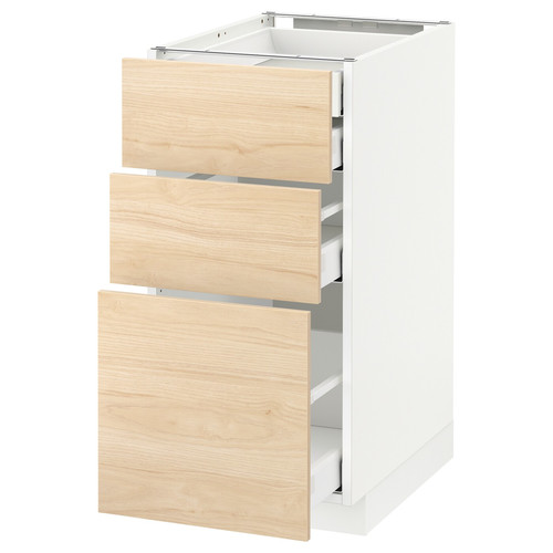 METOD / MAXIMERA Base cb 3 frnts/2 low/1 md/1 hi drw, white, Askersund light ash effect, 40x60 cm