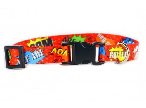 Matteo Dog Collar Plastic Buckle 15mm, red graffiti