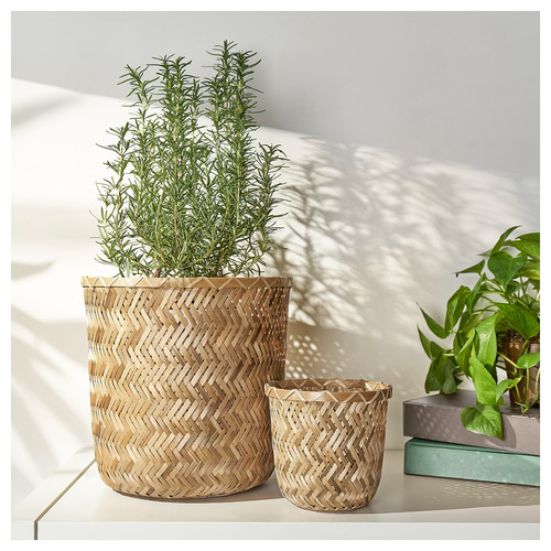 KLYNNON Plant pot, handmade bamboo, 24 cm