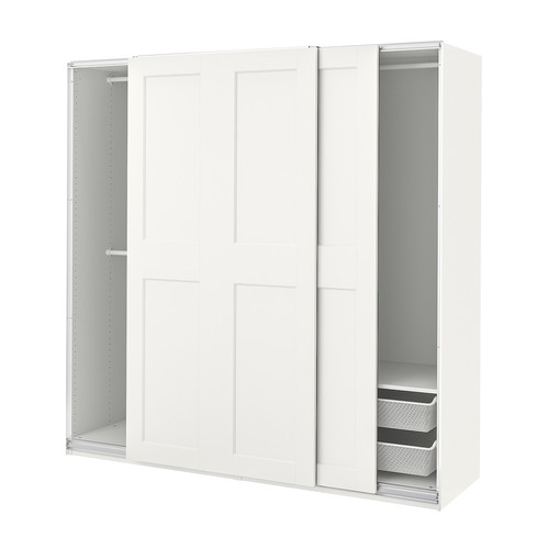 PAX / GRIMO Wardrobe combination, white/white, 200x66x201 cm