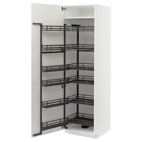 METOD High cabinet with pull-out larder, white/Vallstena white, 60x60x200 cm