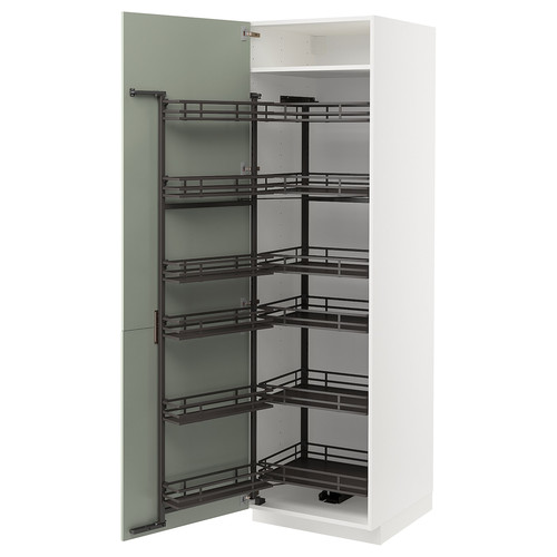 METOD High cabinet with pull-out larder, white/Stensund light green, 60x60x200 cm