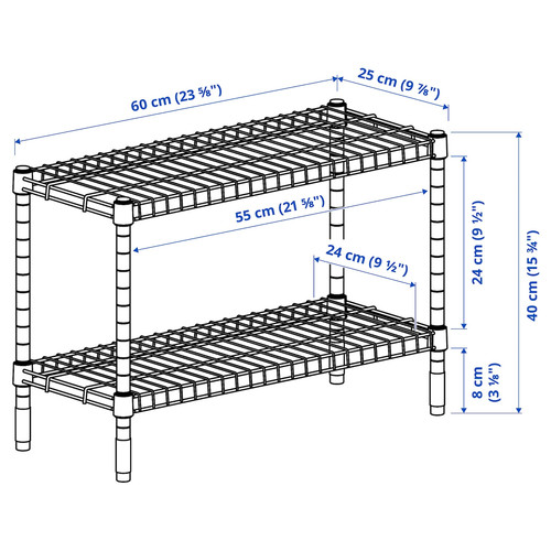 OMAR Shelving unit, galvanised, 60x25x40 cm