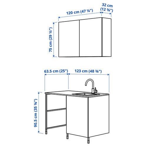 ENHET Laundry, white/oak effect, 121.5x63.5x87.5 cm