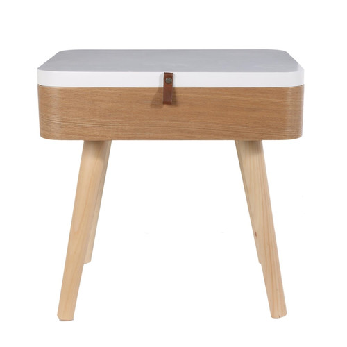 Nightstand Bedside Table Elin, white, natural