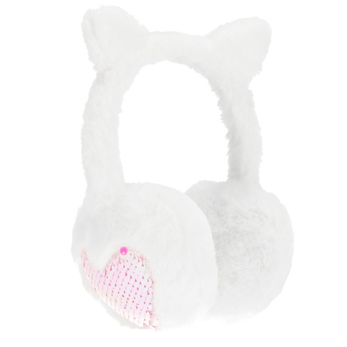 Plush Earmuffs Heart, white