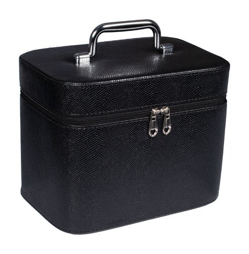Top Choice Vanity Case with Mirror Snake Black Size L