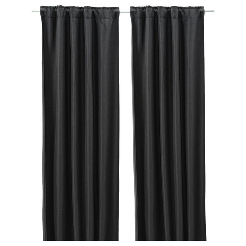 ANNAKAJSA Room darkening curtains, 1 pair, anthracite, 145x300 cm