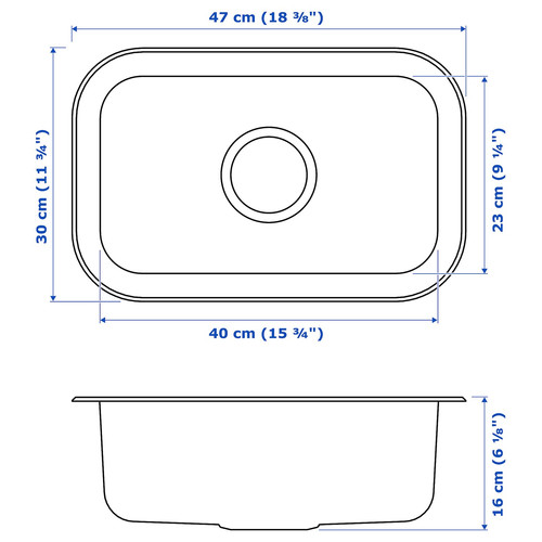 BOHOLMEN Inset sink, 1 bowl