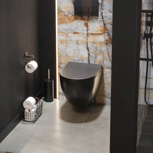 WC Wall-Hung Toilet Bowl Riviera, rimless, black