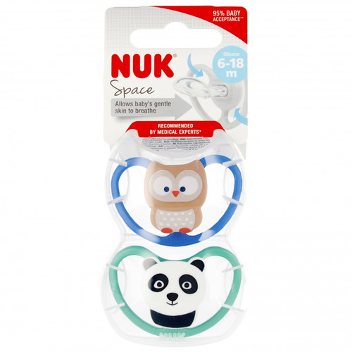 NUK Space Soother Pacifier 6-18m 2pcs, dark blue/green