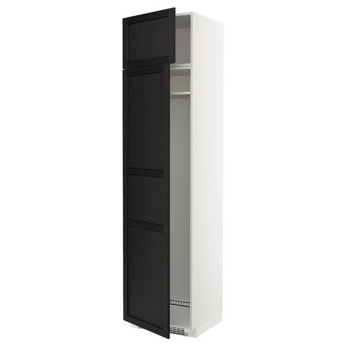 METOD Hi cab f fridge or freezer w 2 drs, white/Lerhyttan black stained, 60x60x240 cm