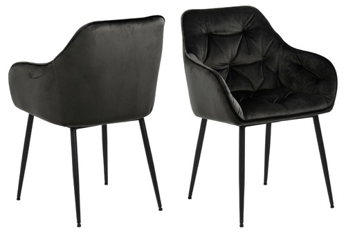 Chair Brooke, velvet, dark grey