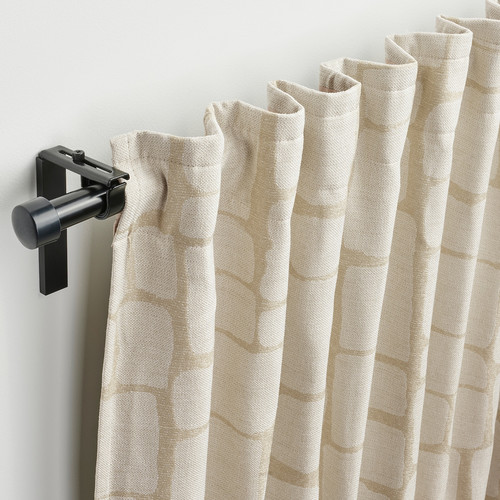 LÖNNSTÄVMAL Block-out curtains, 1 pair, beige, 145x300 cm