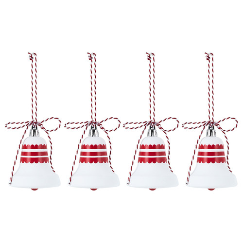 VINTERFINT Tree ornament, bell-shaped white/red