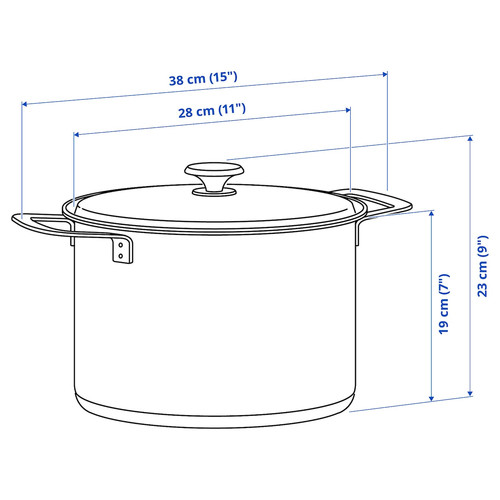 HEMKOMST Pot with lid, stainless steel/glass, 10 l