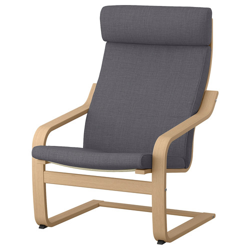 POÄNG Armchair, white stained oak veneer/Skiftebo dark grey