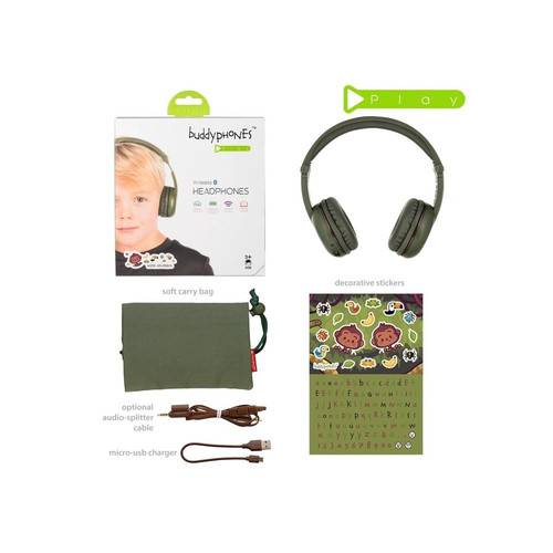 BuddyPhones Headphones Bluetooth Play Amazon, green