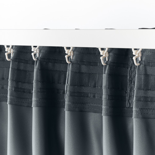 BLÅHUVA Block-out curtains, 1 pair, blue-grey, 145x300 cm