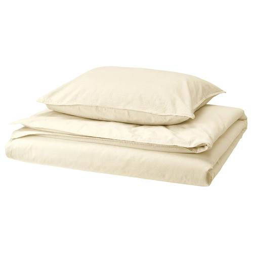 ÄNGSLILJA Duvet cover and pillowcase, natural, 150x200/50x60 cm