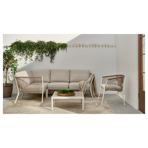 SEGERÖN Coffee table, outdoor, white/beige, 73x73 cm