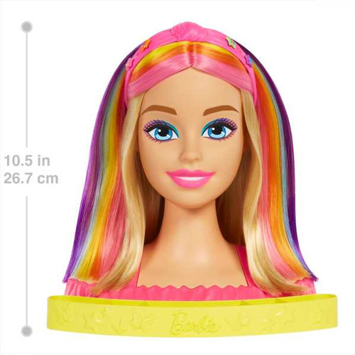 Barbie® Deluxe Styling Head Totally Hair, Blonde Rainbow Hair HMD78 3+