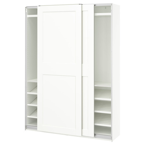 PAX / GRIMO Wardrobe with sliding doors, white/white, 150x43x201 cm