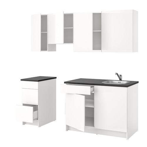 KNOXHULT Kitchen, high-gloss white, 220x61x220 cm