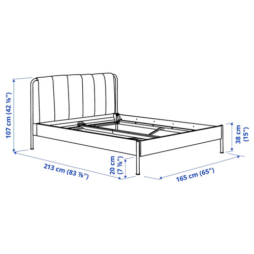 TÄLLÅSEN Upholstered bed frame with mattress, Kulsta grey-green/Åkrehamn firm, 160x200 cm