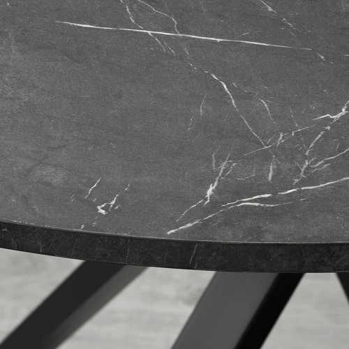 MARIEDAMM / ODGER Table and 4 chairs, black marble effect/anthracite, 105 cm