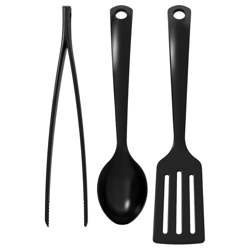 GNARP 3-piece kitchen utensil set, black