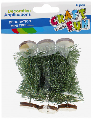 Craft Christmas Decoration Set Mini Christmas Tree 6pcs, green