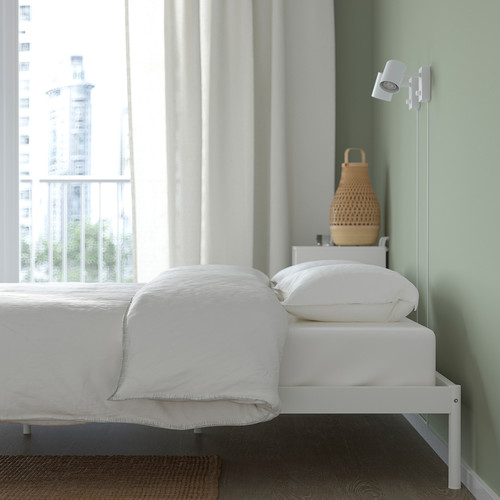 VEVELSTAD Bed frame, white, 140x200 cm