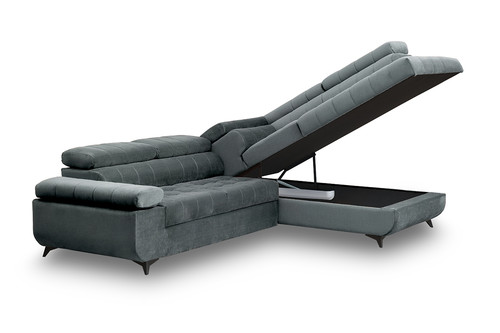 Corner Sofa-Bed Right Dragonis Dark Grey Monolith 85
